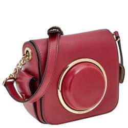 Pre Owned Michael Michael Kors Red Leather Scout Camera Crossbody Bag
