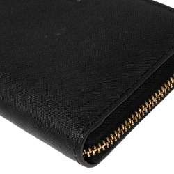 مملوكة مسبقًا محفظة مايكل كورس جيت سيت جلد أسود بسحاب ملتف 