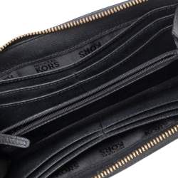 مملوكة مسبقًا محفظة مايكل كورس جيت سيت جلد أسود بسحاب ملتف 