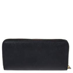 مملوكة مسبقًا محفظة مايكل كورس جيت سيت جلد أسود بسحاب ملتف 