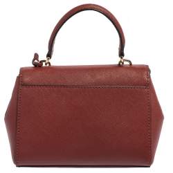 Pre Owned Michael Kors Dark Red Leather Extra Small Ava Top Handle Bag