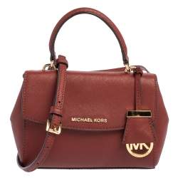 Michael Kors Michael Ava Saffiano Top Handle Leather Satchel-Coral