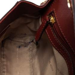 Pre Owned Michael Kors Dark Red Leather Extra Small Ava Top Handle Bag