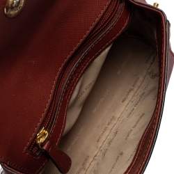 Pre Owned Michael Kors Dark Red Leather Extra Small Ava Top Handle Bag