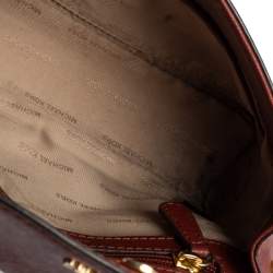 Pre Owned Michael Kors Dark Red Leather Extra Small Ava Top Handle Bag