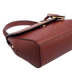Pre Owned Michael Kors Dark Red Leather Extra Small Ava Top Handle Bag