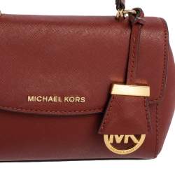Pre Owned Michael Kors Dark Red Leather Extra Small Ava Top Handle Bag