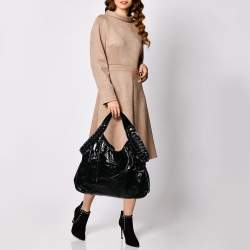 Michael Kors Black Patent Leather Chain Hobo