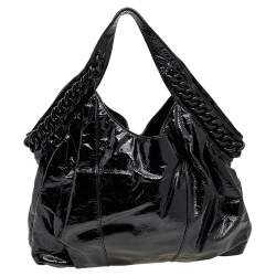 Michael Kors Black Patent Leather Chain Hobo