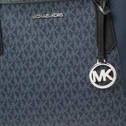 Pre Owned حقيبة يد توتس مايكل كورس كيمبيرلي جلد وكانفاس بالشعار أزرق