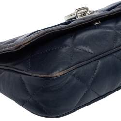 Pre Owned Michael Kors Navy Blue Quilted Leather Hamilton Chain Shoulder Bag
