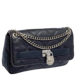 Pre Owned Michael Kors Navy Blue Quilted Leather Hamilton Chain Shoulder Bag