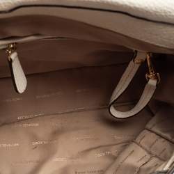 Pre Owned Michael Kors White Leather Floral Embellished Backpack