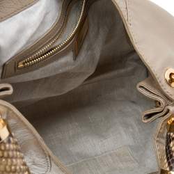 Pre Owned Michael Kors Beige Python and Leather Tonne Hobo