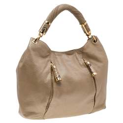 Pre Owned Michael Kors Beige Python and Leather Tonne Hobo