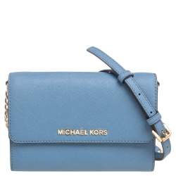 Pre Owned Michael Kors Blue Leather Crossbody Bag