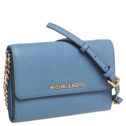 Pre Owned Michael Kors Blue Leather Crossbody Bag