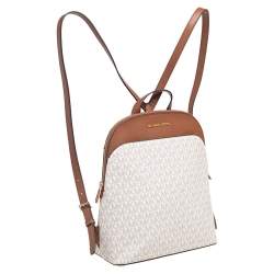 مملوكة مسبقًا MICHAEL Michael Kors White/Tan Signature Canvas And Leather Emmy Backpack