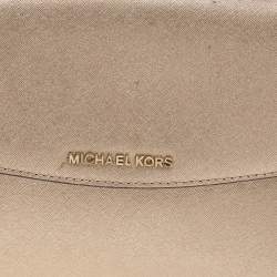 Pre Owned Michael Kors Metallic Gold Leather Small Ava Top Handle Bag