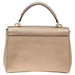 Pre Owned Michael Kors Metallic Gold Leather Small Ava Top Handle Bag