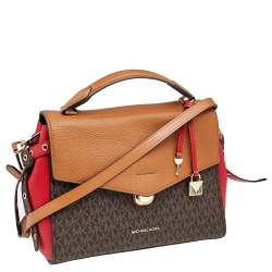 Pre Owned Michael Kors Multicolor Coated Canvas And Leather Bristol Medium Top Handle Bag