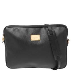 Pre Owned Michael Kors Black Leather Laptop Case