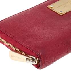 Michael Kors Red Leather Jet Set Zip Around Wallet