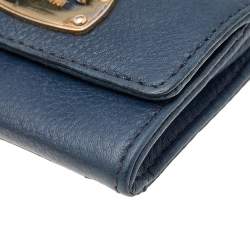 Pre Owned Michael Kors Blue Leather Wallet