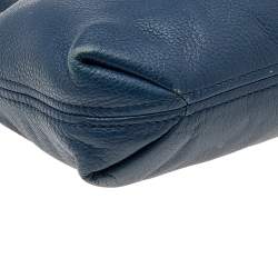 Pre Owned Michael Kors Navy Blue Leather Bedford Tassel Crossbody Bag