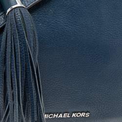 Pre Owned Michael Kors Navy Blue Leather Bedford Tassel Crossbody Bag