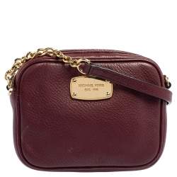 مملوكة مسبقًا Michael Kors Burgundy Leather Camera Crossbody Bag
