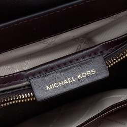 Pre Owned Michael Kors Burgundy Leather Bleecker Top Handle Bag
