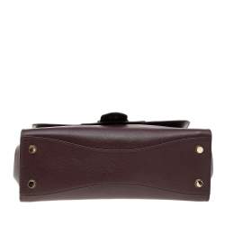 Pre Owned Michael Kors Burgundy Leather Bleecker Top Handle Bag
