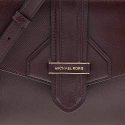 Pre Owned Michael Kors Burgundy Leather Bleecker Top Handle Bag