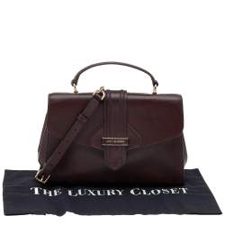 Pre Owned Michael Kors Burgundy Leather Bleecker Top Handle Bag