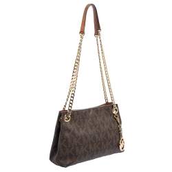 مملوكة مسبقًا حقيبة يد مايكل كورس جت ست كانفاس مقوى مميز بني