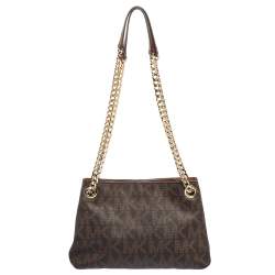 مملوكة مسبقًا حقيبة يد مايكل كورس جت ست كانفاس مقوى مميز بني