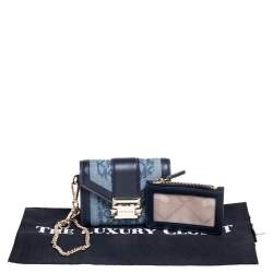 Pre Owned Michael Kors Navy Blue Denim and Leather Whitney Compact Wallet