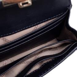 Pre Owned Michael Kors Navy Blue Denim and Leather Whitney Compact Wallet