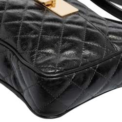 Pre Owned Michael Kors Black Quilted Leather Susannah Lock Messenger Bag