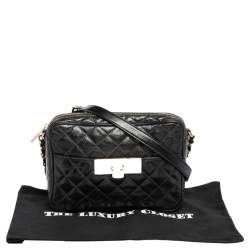 Pre Owned Michael Kors Black Quilted Leather Susannah Lock Messenger Bag