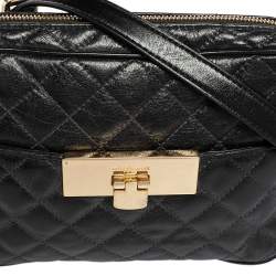 Pre Owned Michael Kors Black Quilted Leather Susannah Lock Messenger Bag