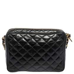 Pre Owned Michael Kors Black Quilted Leather Susannah Lock Messenger Bag
