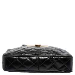 Pre Owned Michael Kors Black Quilted Leather Susannah Lock Messenger Bag