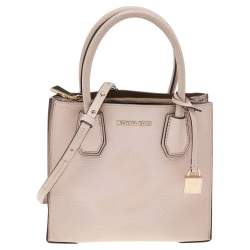 Pre Owned Michael Kors Blush Pink Leather Mini Mercer Tote