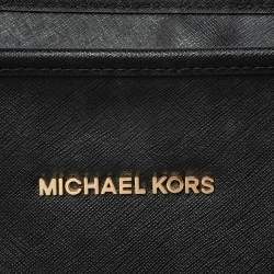 Pre Owned حقيبة يد توتس مايكل كورس جيت سيت ترافيل جلد سافيانو أسود