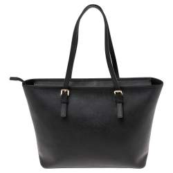 Pre Owned حقيبة يد توتس مايكل كورس جيت سيت ترافيل جلد سافيانو أسود