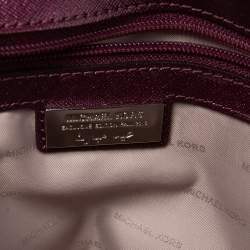 Pre Owned Michael Kors Metallic Purple Leather AVA Crystals Top Handle Bag