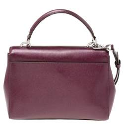 Pre Owned Michael Kors Metallic Purple Leather AVA Crystals Top Handle Bag