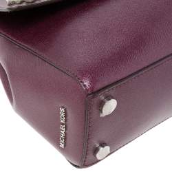 Pre Owned Michael Kors Metallic Purple Leather AVA Crystals Top Handle Bag